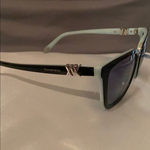 Tiffany & Co. Black Cat-Eye Sunglasses with Blue Gradient Lenses
